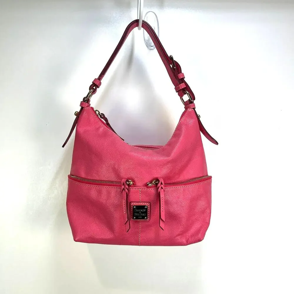 Dooney and Bourke Dillen Zipper Pocket Small Hobo Bag Pink Handbag Purse